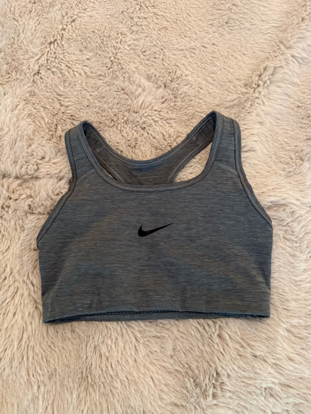 Nike Gray Dri-FIT Racerback Sports Bra with Black Swoosh